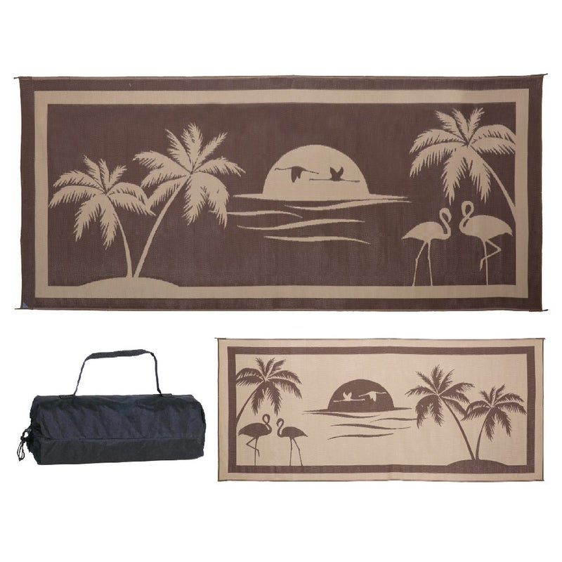 Stylish Camping TO8187 Brown/Beige 8' x 18' Tropical Oasis Mat, 1 Pack - Image 1